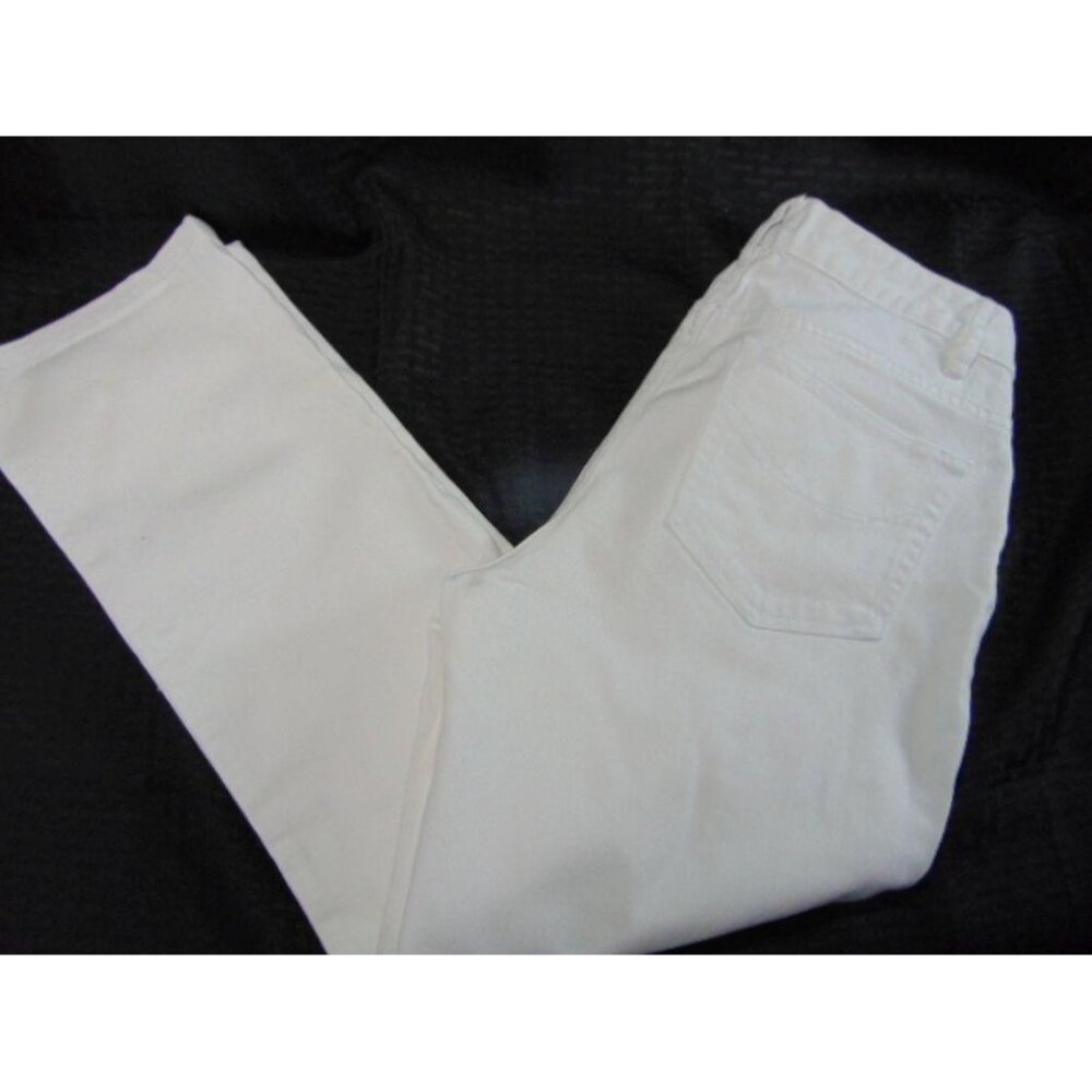 J Jill White Stretch Crop Jeans 8 5 Pocket Embroidered Pockets Button/Zip Fly